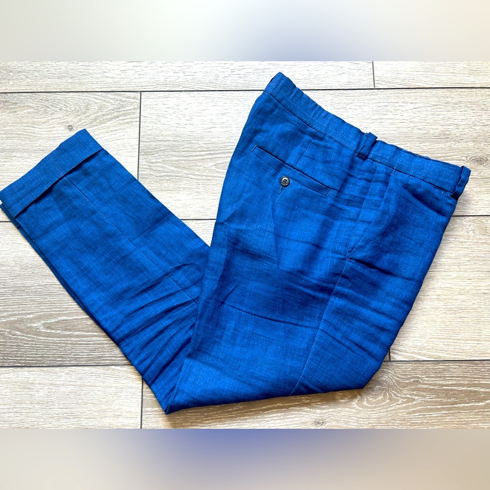 H&M Men’s Blue Linen Pants Skinny Slim Size 33R
